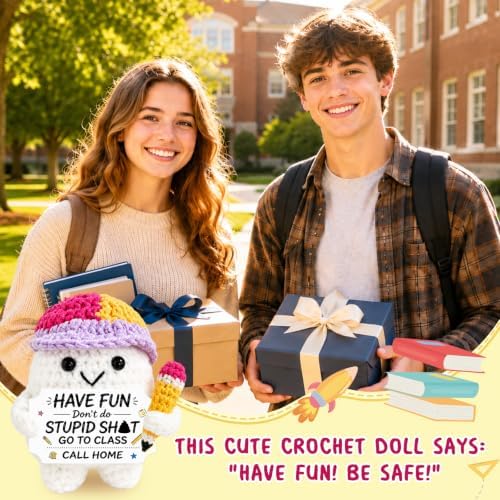 Funny Back to School Supplies for Girls Boys Handmade Crochet Doll Keychain