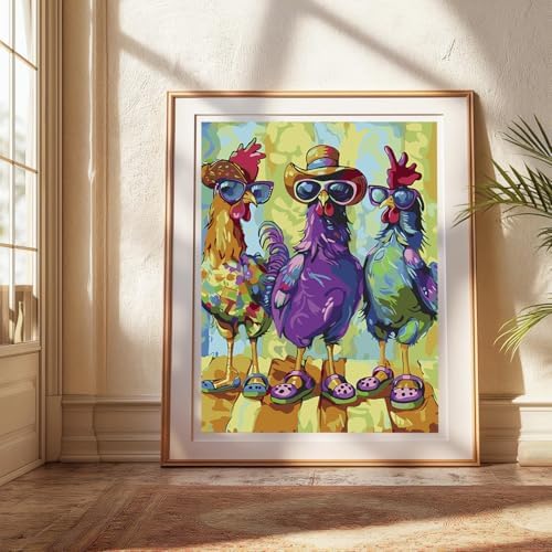 Paint by Numbers Kit for Adults,Frameless Abstract Chicken(16x20 inches)