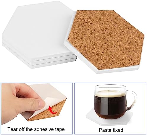 GNIEMCKIN 40 Pieces 3.75 Inch Hexagon Blank Ceramic Coasters, Unglazed