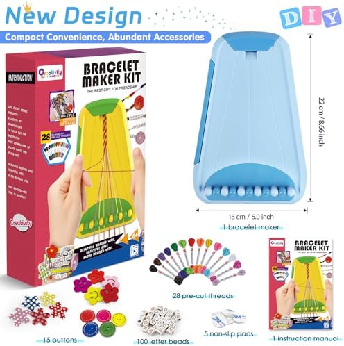 Maynacs Friendship Bracelet Making Kit for Girls 8-12, 28 Pre-Cut Threads