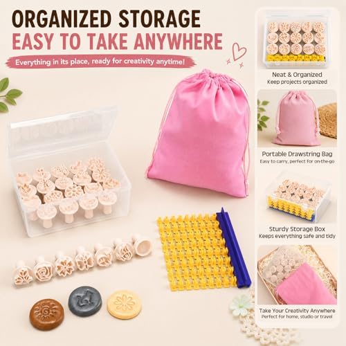 30 Pcs Clay Pottery Stamps with 72 Characte Letter Stamps Set