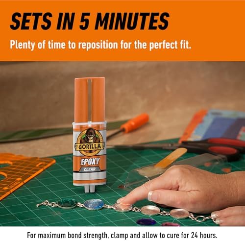 Gorilla 2 Part Epoxy, Incredibly Strong Bonding, 5 Minute Set, 0.85 oz