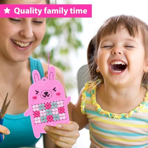 KRAFUN Animal Cross Stitch Keyring Kit for Kids Ages 7-13