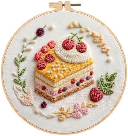 spicssa Embroidery Kit for Beginners Adults, Cross Stitch Kits with Pre-Stamped Patterns, 7.8-Inch Hoop, Threads & Needles, Step by Step Instructions, DIY Needlepoint Craft Women
