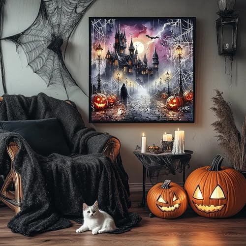 AIBOERL Paint by Numbers Kit for Adults Beginner,Halloween Night, 12X16In