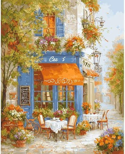 Coffee Shop Paint by Numbers Kit for Adults Without Frame 16x20 IN