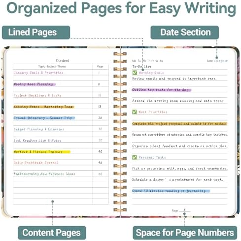 Lined Spiral Journal Notebook, A5 College Ruled Notebook for Note-Taking