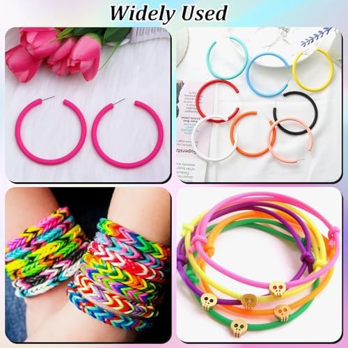 Dexspoeny 10 Pcs Knitting Needle Stoppers,Colorful Silicone Knitting Stitches Holder with 20Pcs Plastic Crochet Hook Clip,2mm Hollow Rubber Tubing Knitting Barber Cord,Convenient for Knitting