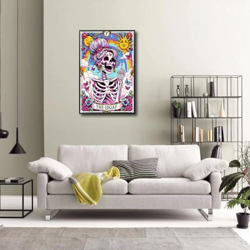 GOUOYANA Paint By Numbers Kit for Adults-Skull THE IDGAF Funny Canvas | Adult Paint by Number Kits on Canvas for Painting DIY Skull THE IDGAF Painting Art by Numbers for Home Wall Art Gift 12X16in