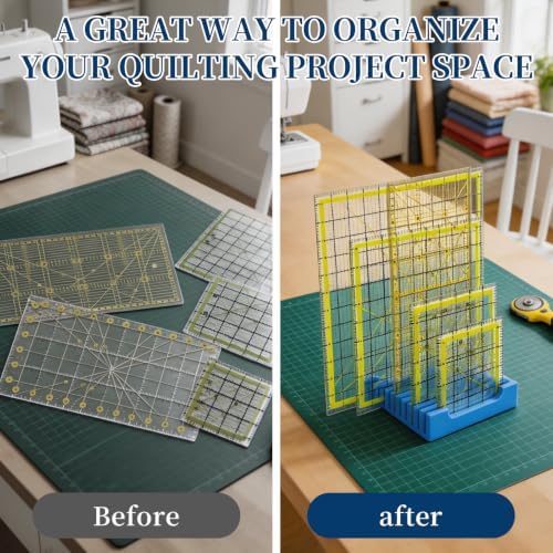 Adameng 12 Slot Quilting Ruler Holder Sewing Ruler Holder Organizer for Quilting,Storage Rack for Quilting Rulers