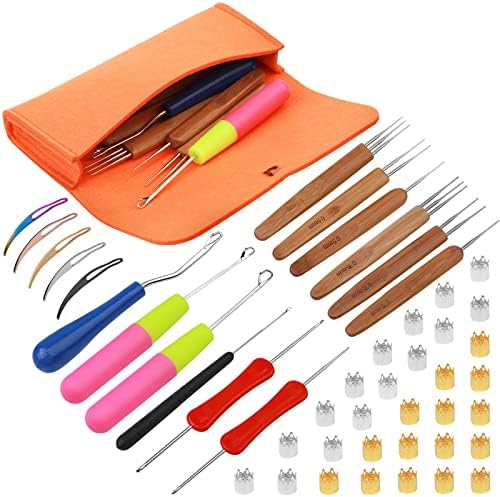 QMNNMA Crochet Needle for Locs, 48 Pcs Dreadlock Crochet Hook for Hair
