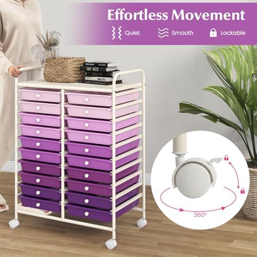 COSTWAY 20-Drawer Rolling Storage Cart, Utility Storage Organizer Cart