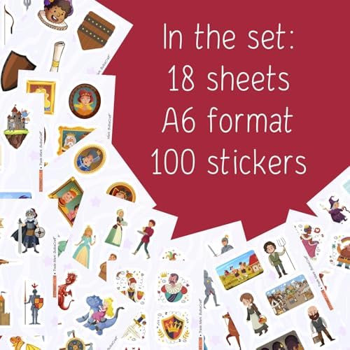 100Pcs Medieval Stickers for Water Bottle and Laptop - Medieval Party Supplies & Decorations, Waterproof Vinyl Decals, Knights and Dragons Stickers, Gifts for Women & Men