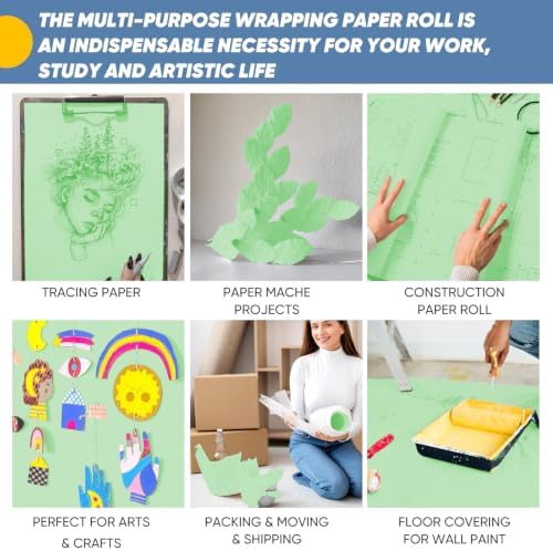 Light Green Wrapping Paper, 15"x900" (75FT) Craft Paper Kraft Paper Roll