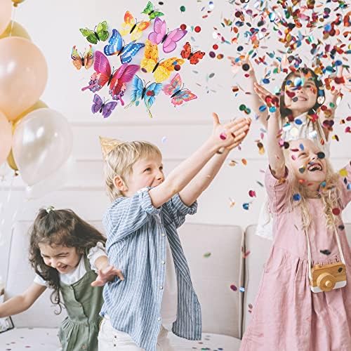 OPSEAM 3D Butterfly Wall Decor Butterfly Decorations Stickers with Magnets | 24 PCS Colorful,12 Styles Double Layer Butterfly for Classroom Decoration,Locker Refrigerator, Reusable,Waterproof
