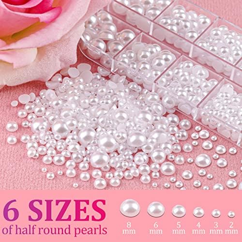 2 Boxes Flatback White Pearls for Nail Art Pearl Charms and Gems