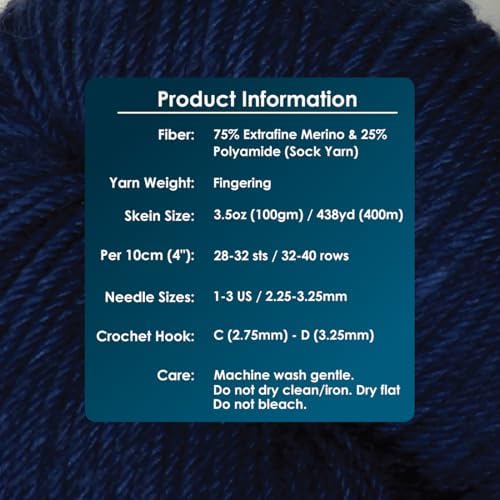 KnitPro Symfonie Fingering Weight Merino Wool Yarn 100g, Delhi Blue