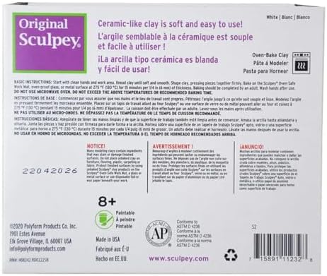Sculpey Original Oven-Bake Clay, White, 1.75 lb. (Pack of 3)