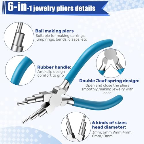 Mudder 2 Pcs Jewelry Making Tool 6 in 1 Bail Making Plier,Clear Blue