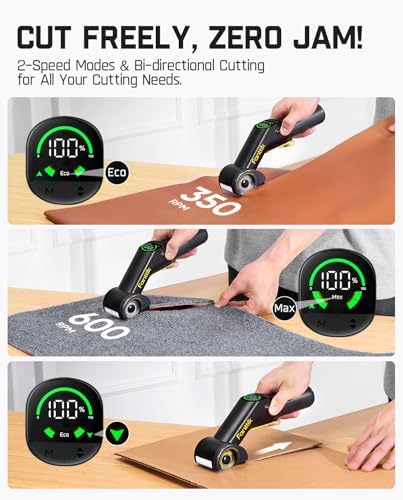 Fanttik C10 Pro BowGuide Electric Cardboard Cutter, Rotary Box Cutter | Cordless Scissors with LED Display, 2-Speed Adjustable, Rechargeable, with 2 Blades for Fabric, Carpet, Leather