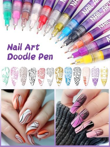 12 Color Nail Art Markers Kalolary Nail Art Pens Quick Dry Nail Polish Pen