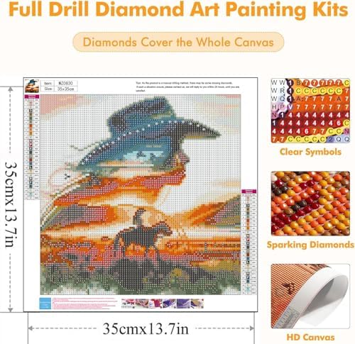 Axquilon Cowgirl Diamond Art Kits for Adults 14x14 inch