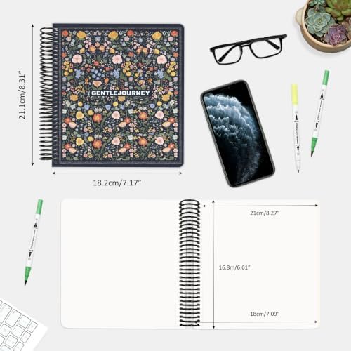 Hardcover Sketchbook,7.2"x8.3"Spiral Bound Drawing Pad, Wildfloral Tapestry