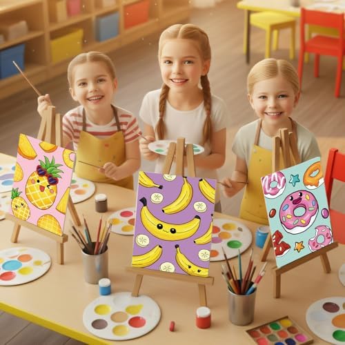 Louise Maelys 12Pack Pre Drawn Canvas to Paint for Kids,Fruit Food
