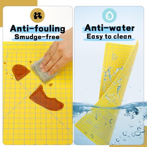 Self Healing Cutting Mat 18" x 12", A3 Double-Sided for Sewing & Quilting | Non-slip, 5-Ply Rotary Cutting Mat for Crafts Cutting Fabric Scrapbooking, and Small Modeling Projects, Lemon Yellow