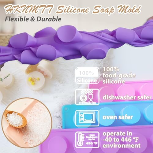 HKNMTT 3Pcs Round Cylinder Small Silicone Molds 15-Cavity Soap Mold