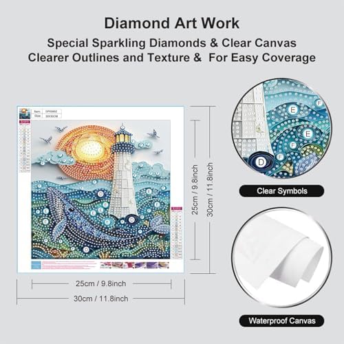 AIBOERL Diamond Art Kits for Adults，DIY Special Shape Diamond Painting | Special Shape Moon Lighthouse Diamond Painting for Beginners Rhinestone 5D Diamond dots(Gemstone Craft)Wall Art Gift 12x16IN