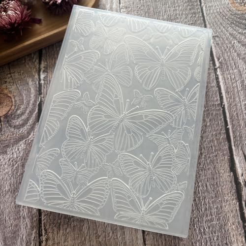 Vintage Butterfly Pattern 3D Embossing Folder, Insect Wing Textured Plastic Stencil for DIY Scrapbooking Card Making Paper Crafts