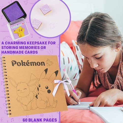 Pokemon Scrapbook Craft Kit for Kids, All-in-One Set with Gel Pens, Glitter, Sticker Sheets, Scrapbook Supplies, Art Supplies, Gifts for Kids