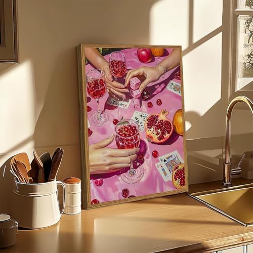Pink Poker Cherry Drink Diamond Art Kits for Adults Diamond Painting Kits