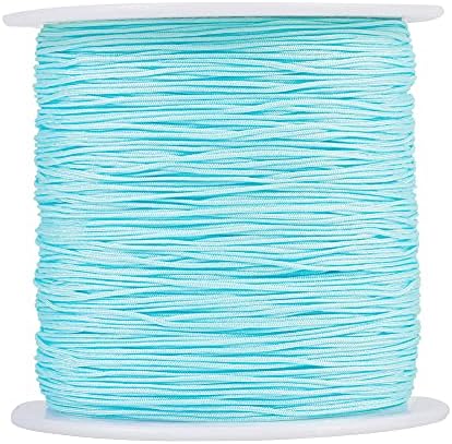 150 Yards 0.5mm Braided Nylon Crafting Thread Chinese Knotting Beading String Macrame Cord Rope for Necklace Bracelet Jewelry Craft Making, Pale Turquoise