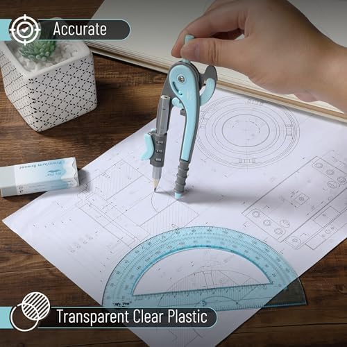 Mr. Pen- Geometry Compass and Protractor Set, 6 Inch Compass