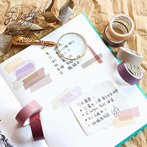 YUBBAEX 12 Rolls Washi Tape Set Natural Color Decorative Tapes for Arts, DIY Crafts, Journals, Planners, Scrapbook, Wrapping Wide -Salty Morandi- (Morandi, 15mm x 12Rolls)