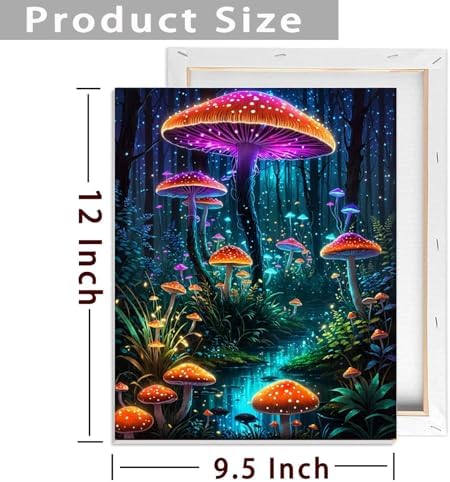 ldazao Framed Paint by Numbers Kit for Adults Beginner Mushroom Paint by Number Artist Kits On Canvas Mushrooms Forest DIY Oil Painting Kits for Gift Wall Decor 9.5x12 Inch