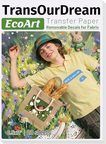 TransOurDream Removable Transfer Paper for Inkjet Printer (8.5x11", 20 Sheets) Printable Temporary Vinyl for Fabrics EcoArt Paper Used in DIY Crafts,School Projects, Business Events