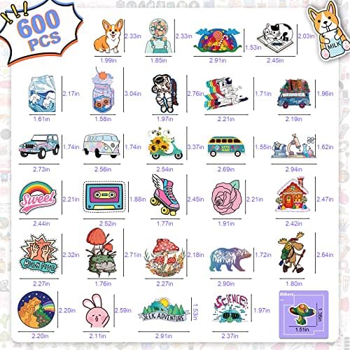 Arme Cute Stickers Bulk, Waterproof Stickers for Water Bottles Pack 600PCS | Vinyl Fun Stickers for Kids Bulk, Girls, Teens, Adults, Cups, Random, Assorted, Durable Decal Sticker Set