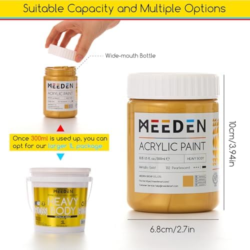 MEEDEN Metallic Gold Acrylic Paint: 10.1oz /300ml Gold Leaf Paint for Craft