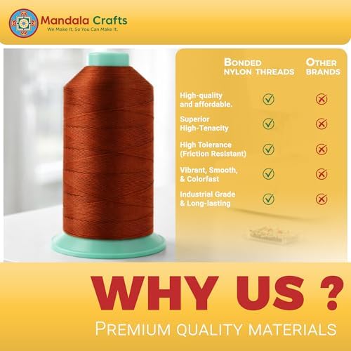 Mandala Crafts Size 92 280D T90 Aquamarine Bonded Nylon Thread, 1100 YDs