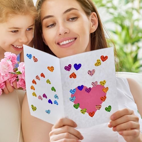 2500 Pcs Heart Stickers 0.6 Inch Holographic Colored Stickers for Kids
