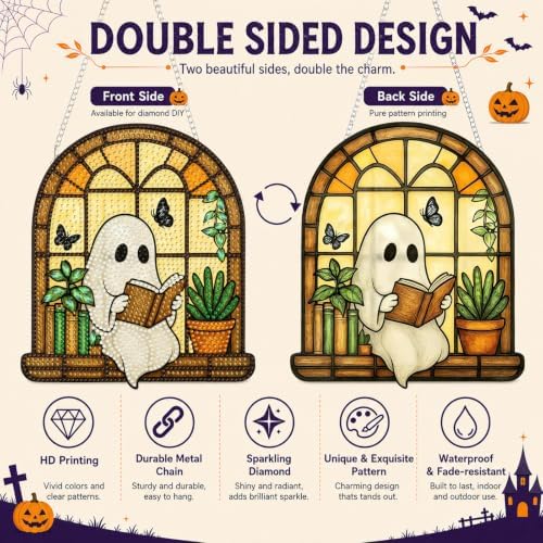 Ghost Hanging Diamond Art Kits for Adults, Diamond Painting Suncatchers