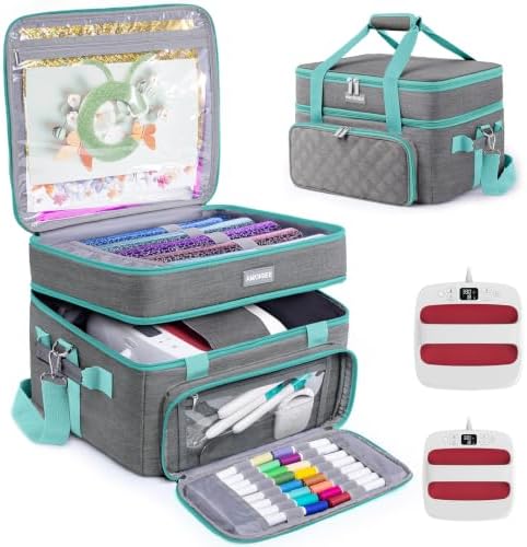 AMOIGEE Double-Layer Carrying Case, Craft Organizer for Cricut Accessories