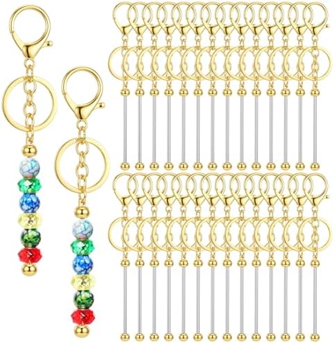30Pcs Blank Beadable Keychain Bars Bulk Blank Metal Keychain