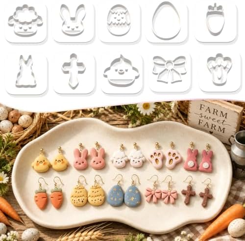 10Pcs Farm Easter Polymer Clay Cutters,