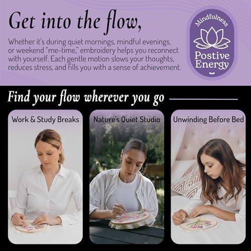 Unwynd Embroidery Kit Floral for Adults and Beginners, Cross Stitch Crafts