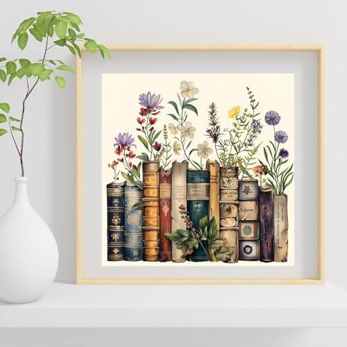 EIBEILI Diamond Art Kits for Adults-Book Flower Diamond Painting Wall Art