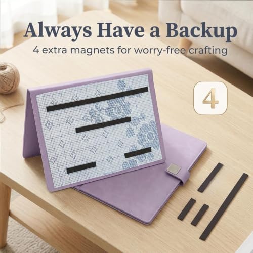 Knitting Pattern Holder with Pocket, Knitting Chart Holder with 4 Replacement Magnets, Holder Foldable Chart for Fixed Crochet Pattern